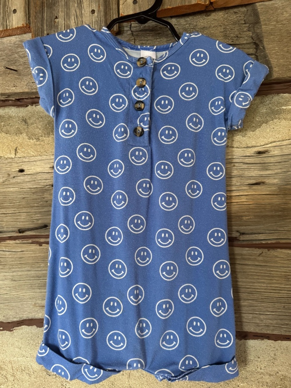 Lou Lou & Company 
Blue Smiley Face Button-Up Top